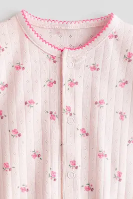 Pyjama en pointelle de coton - Rose clair/fleuri
