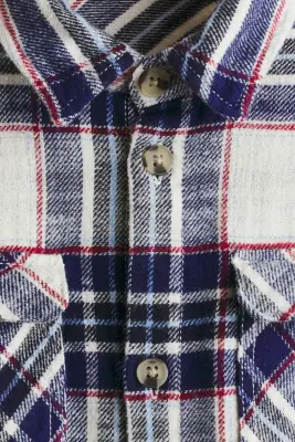 Chemise oversize - Bleu foncé/carreaux