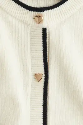 Gilet en maille fine - Crème/noir