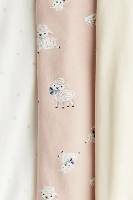 Lot de 3 pyjamas en coton - Rose ancien clair/motif