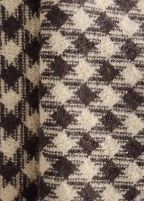 Écharpe en mohair mélangé à motif pied-de-poule - Beige/Pied-de-poule