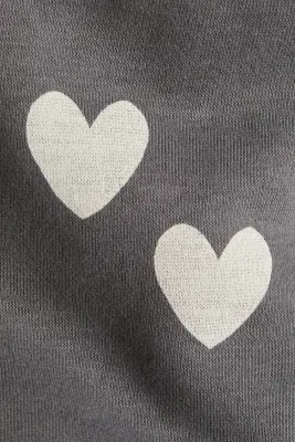 Sweat imprimé avec intérieur brossé - Gris/cœurs