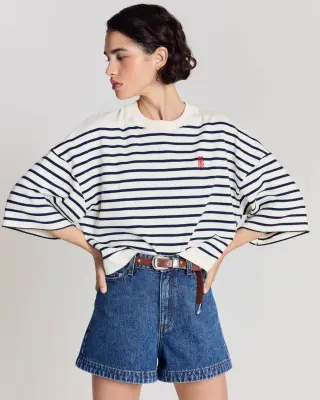 Tee Shirt Lucien rayures bleu marine et blanc