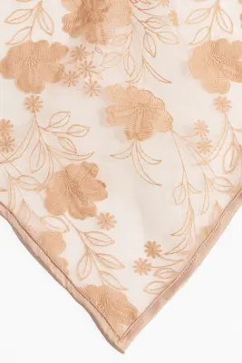 Foulard de tête brodé - Beige