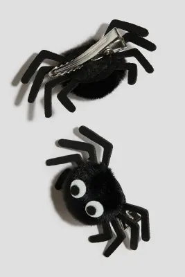 Lot de 2 barrettes araignée - Noir/araignées