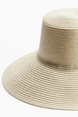 Chapeau de paille à bord rabattu - Beige clair