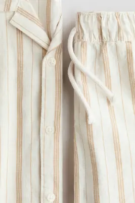 Ensemble 2 pièces en coton - Beige/rayé