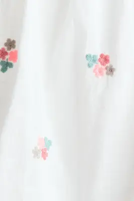 Robe trapèze en coton - Blanc/fleuri
