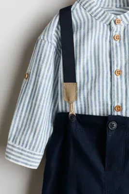 Ensemble habillé 3 pièces - Bleu marine/rayé