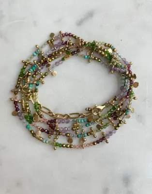 Nouveau ! ROOM SERVICE JEWELRY Collier Multitours Indian Rainbow