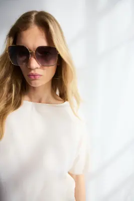 Lunettes de soleil carrées - Doré