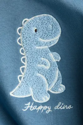 Sweat avec motifs - Bleu ancien/dinosaure