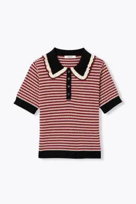 Pull polo en maille jacquard