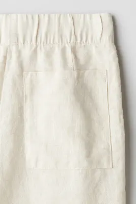 Short de longueur genou en lin - Crème