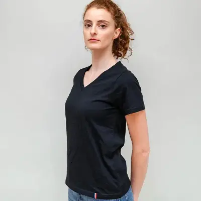 T-shirt Martine col V noir