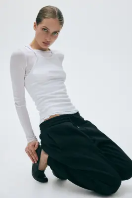 Pantalon en molleton de coton mélangé - Noir