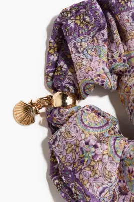 Chouchou avec charm - Violet/motif cachemire