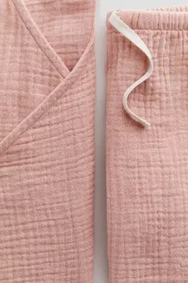Ensemble 2 pièces en mousseline de coton - Rose pêche