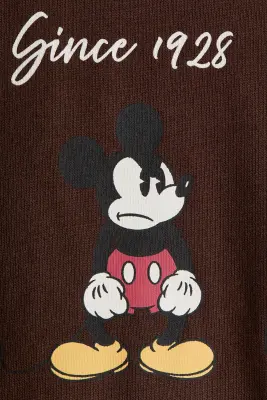 T-shirt imprimé avec manches longues - Marron foncé/Mickey