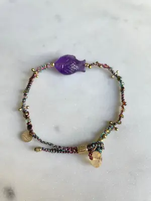Nouveau ! ROOM SERVICE JEWELRY Bracelet Kasha Poisson Améthyste