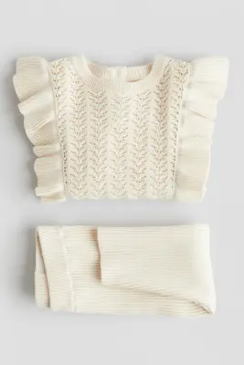 Ensemble 2 pièces en maille de coton - Beige clair
