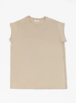 Sleeveless T-Shirt in Sand Eucalyptus & Cotton