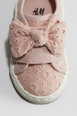 Sneakers en toile avec détails brodés - Rose clair