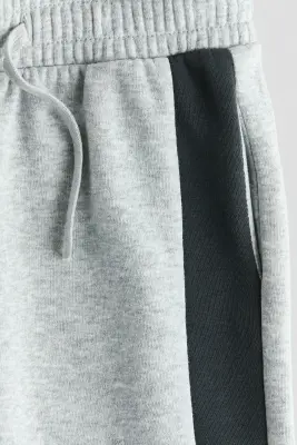 Pantalon jogger color block - Gris clair chiné