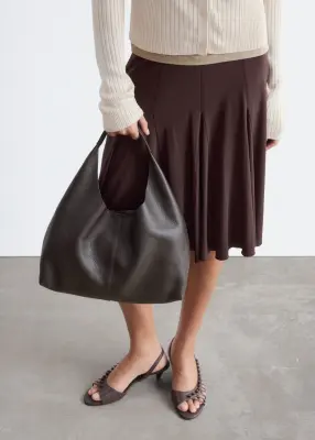 Sac cabas classique en cuir - Acajou