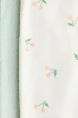Lot de 2 pyjamas zippés en polaire - Vert clair/cerises