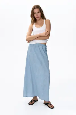 Jupe en jersey texturé - Bleu/rayé