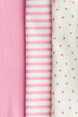 Lot de 3 tops à bretelles fines en coton - Rose/rayé