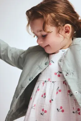 Robe en mousseline de coton - Blanc/cerises