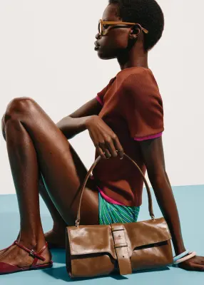 Sac porté épaule en cuir - Marron Clair
