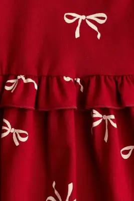 Robe imprimée en coton - Rouge/nœuds