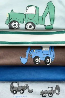 Lot de 5 T-shirts en jersey - Gris clair chiné/pelleteuses