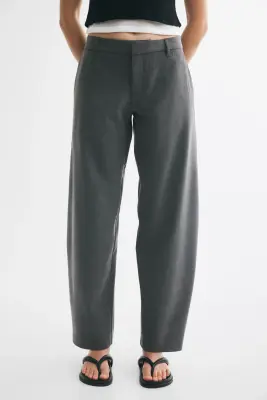 Pantalon chic avec jambes barrel - Gris foncé chiné