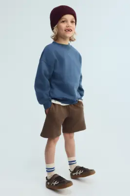 Sweat à l'intérieur brossé - Bleu ancien