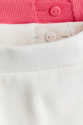 Lot de 2 shorts cycliste côtelés - Rose flamboyant/blanc