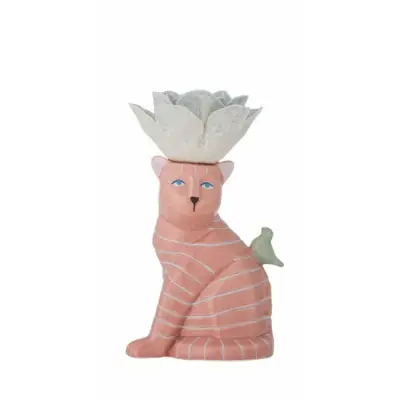 Bougeoir Grand Chat Rose