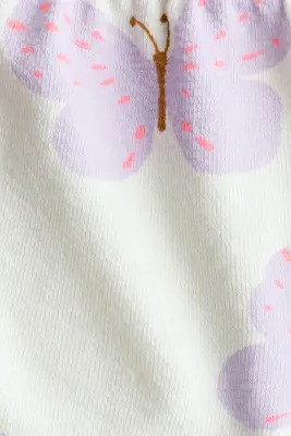 Short en jersey de coton - Ivoire/papillons