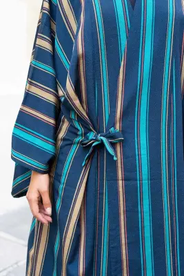 Kimono Rayures d'Azur en Chirimen