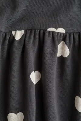 Robe oversize en molleton - Gris foncé/cœurs