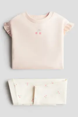 Ensemble 2 pièces avec sweat et legging - Rose clair/cerises