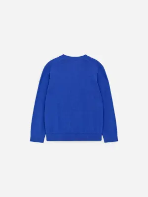 Cardigan en coton et laine - Bleu vif