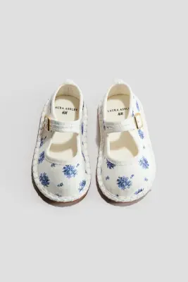Ballerines en toile avec imprimé fleuri - Blanc/fleuri