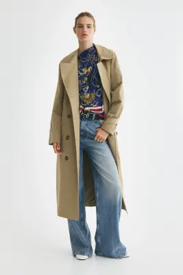 Top asymétrique avec détail à nouer - Bleu foncé/motif