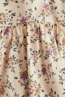 Robe en coton - Beige/fleuri
