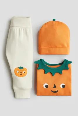 Ensemble 3 pièces en jersey de coton - Orange/citrouille