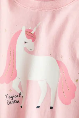 T-shirt imprimé - Rose clair/licorne
